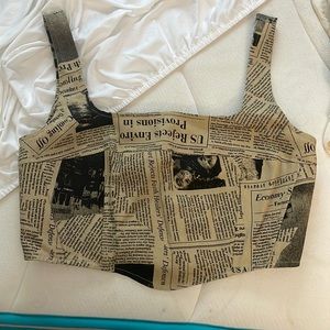 News Paper corset top. Never worn before. Size Large.